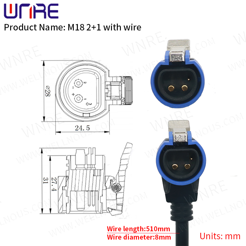 Lithium Battery Connector Charging Male Female Plug M18 2+1 Energy Storage Connector2