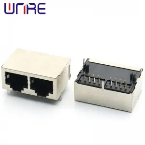 RJ45-59 Dual Port Full Package Network Socket Connector Interface Horizontal Crystal Head Socket