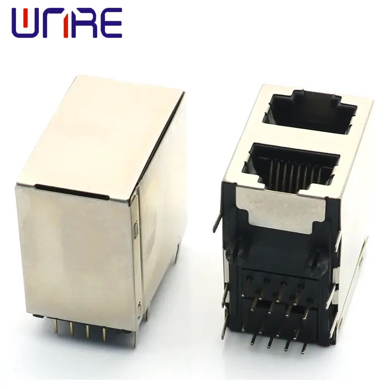 RJ45-59B-2X1 With Shell Dual Interface Network Socket Connector 1