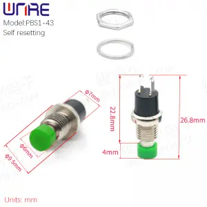 PBS1-43 Circular DS Button Self Resetting Waterproof Small Button Electronic Device Power Button