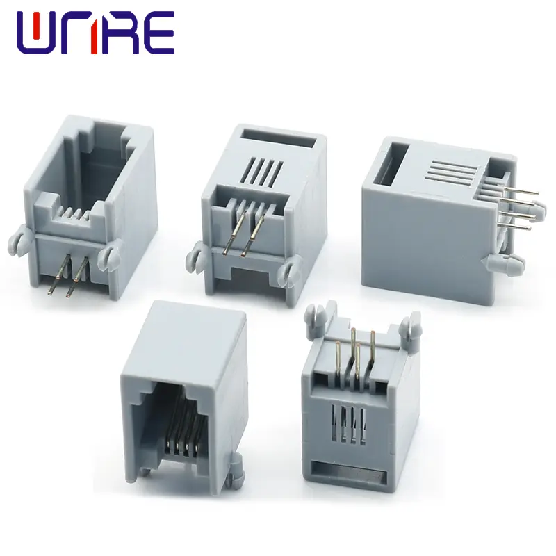 RJ45-5521-1X1-4P4C Without Ears Gray Crystal Head Network Socket Connector Interface1