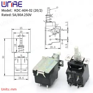 KDC-A04-02 Power Switch 5A/80A 250V Home Appliance Switch With Spring Self-locking Button