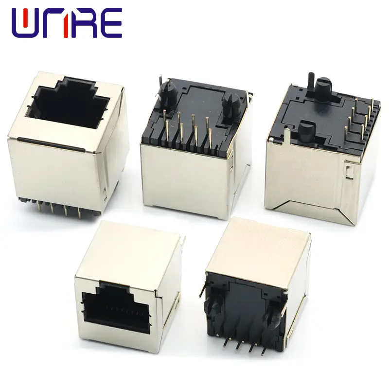 8P8C With Shielded Front Legs RJ45-524 Black Network Socket Connector Interface1