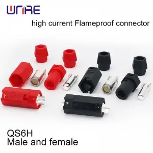 QS6H High current flameproof connector Male and female Black and red 60A PA66 Silver-plated brass
