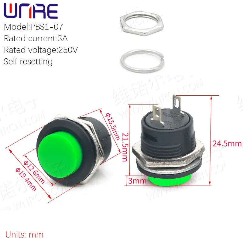 Round PBS1-07 Self Resetting Jog Switch Waterproof Button Switch Small Button Switch