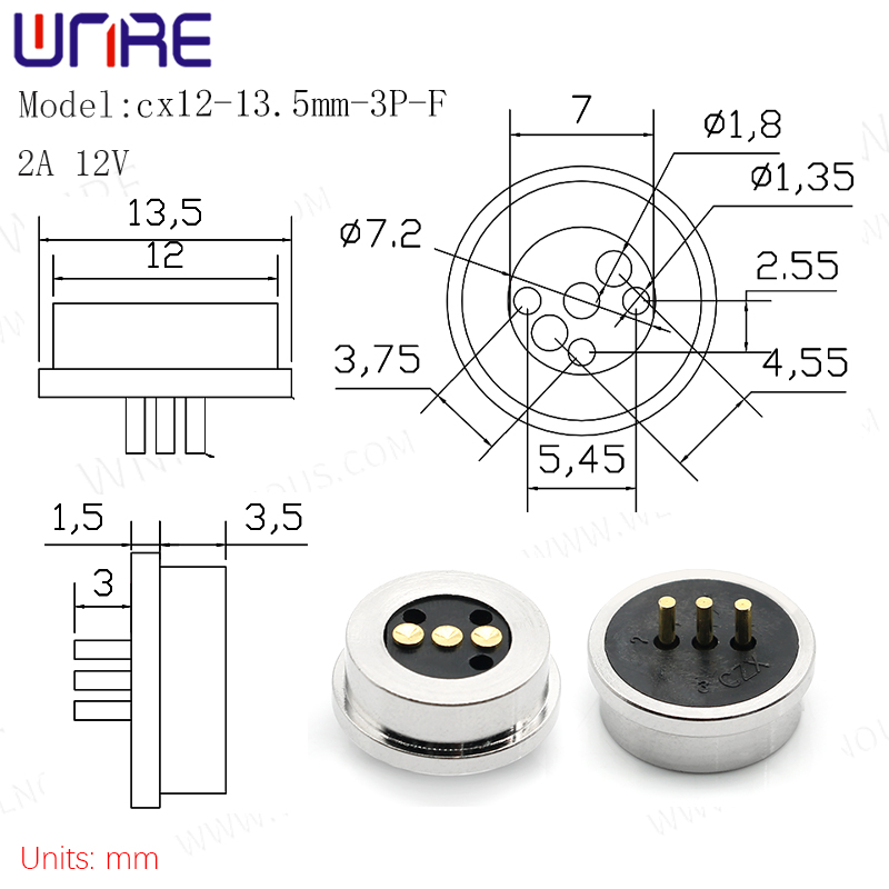 Circular Magnetic Connector 3Pin Charging Port3