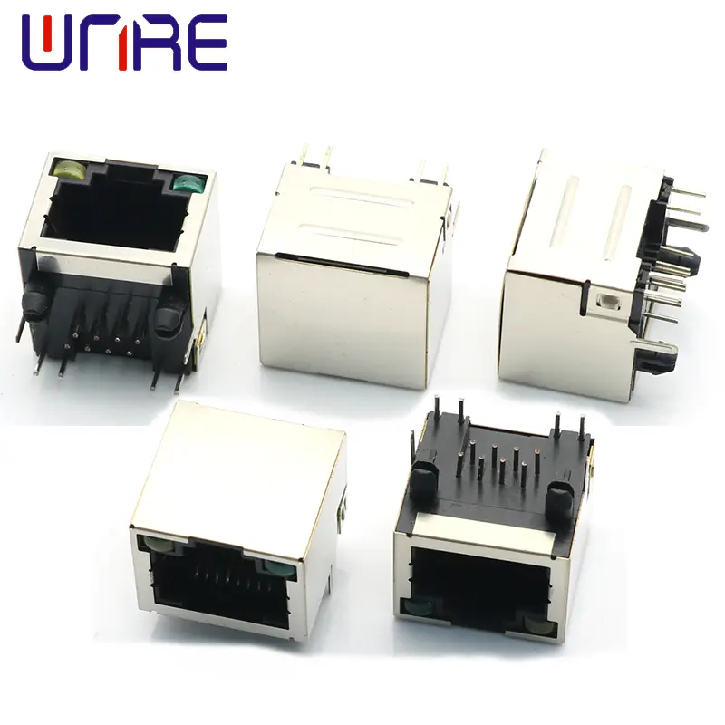 RJ45-56 With Light And Shell Network Socket Connector Interface Crystal Head Module Connector1