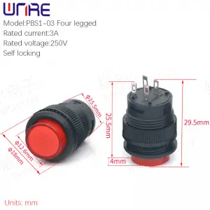 R16-503 Circular 4-pin PBS1-03 DS Button Small Self-locking/unlocked Button Switch