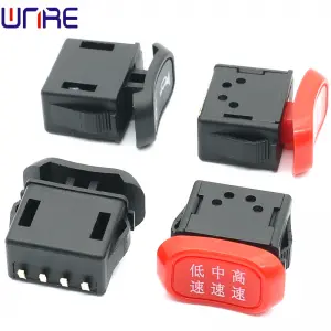 Horn p key self-locking reset black button high medium and low gear shift three-gear self-locking handle keys boat-type switch
