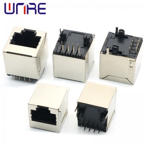 8P8C With Shielded Front Legs RJ45-524 Black Network Socket Connector Interface