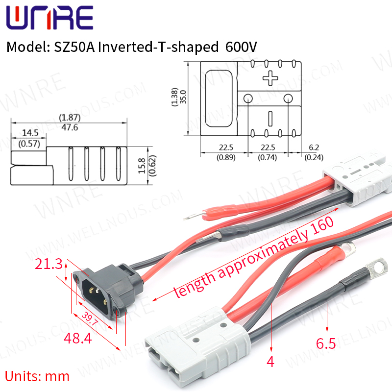 Inverted-T-shaped SZ50A 600V Wiring Terminal Plug Charging Socket Port Battery Interface Connector3