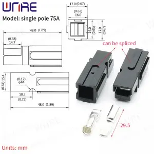 Single Pole 75A Terminal Plug Energy Storage Connector Charging Socket Port Battery Interface