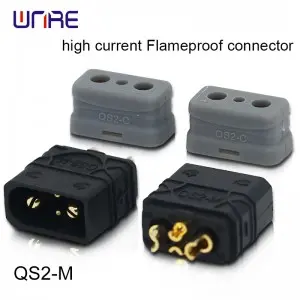 QS2 High current flameproof connector Male and female 15A PA66 Gold-plated brass