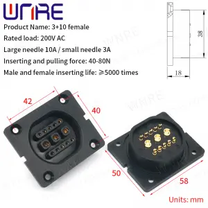 3+10 Energy Storage Connector 200V AC Charging Male Female Electric Vehicle Plug Connector