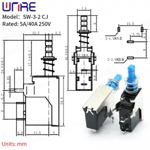 SW-3-2CJ Self-locking Power Switch Home Appliance Switch Blue Handle With Spring Button Accessories