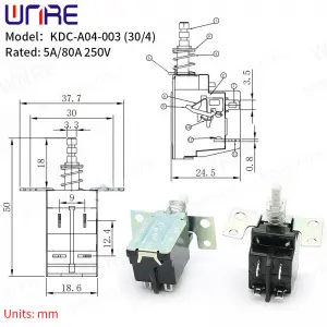 Power Switch Button With Spring KDC-A04-003(30/4) Home Appliance Switch Self-locking Button