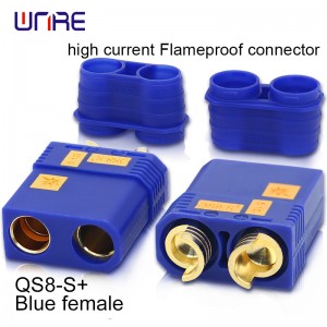 QS8-S High current flameproof connector Male and female Black/Blue 130A PA66 Gold-plated brass Lithium Batteries