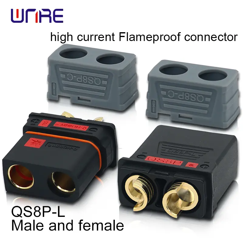 1.QS8P-L High current flameproof connector Male and female 130A PA66 Gold-plated brass