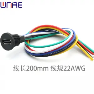 Circular Thread 6P TYPE-C-00330 Terminal Wire Fast Charging Data Cable USB Power Connector
