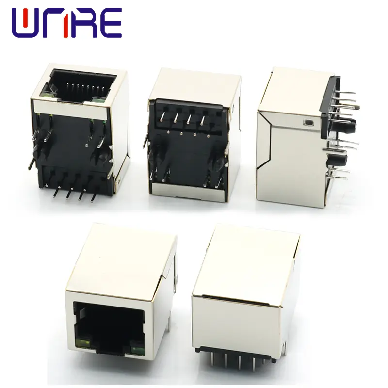 RJ45-59 Single Port With Light Rear Pin Network Socket Connector 1