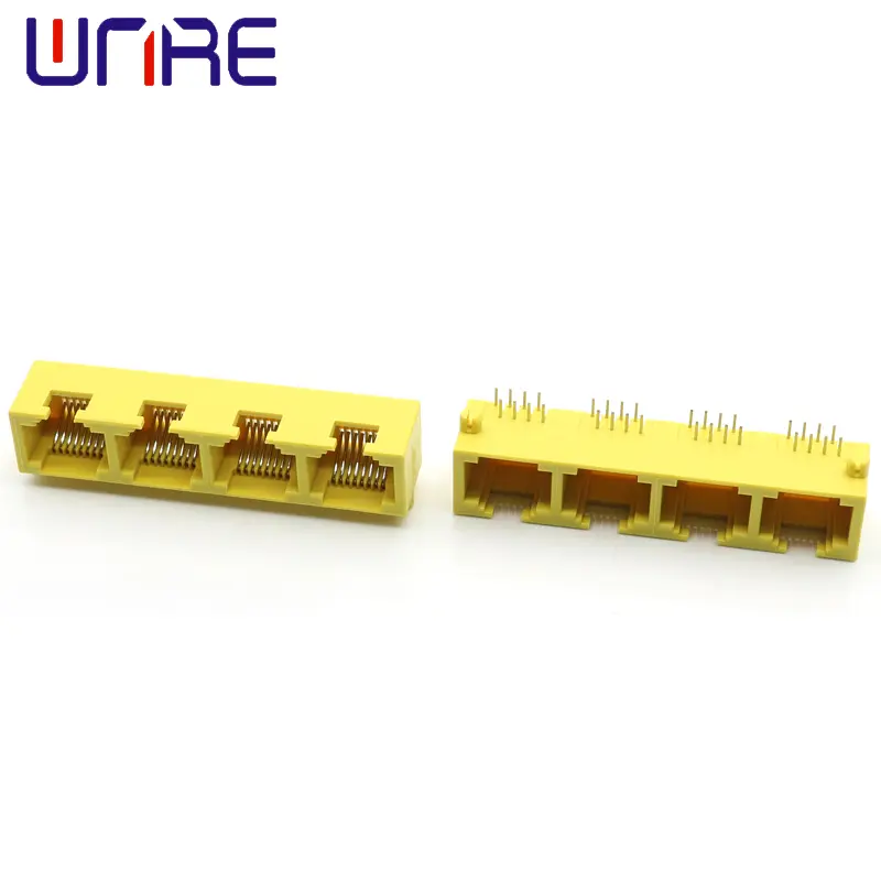 Mini RJ45-1X4 No.2 Yellow 8P8C Crystal Head Four Ports Network Socket Connector Interface