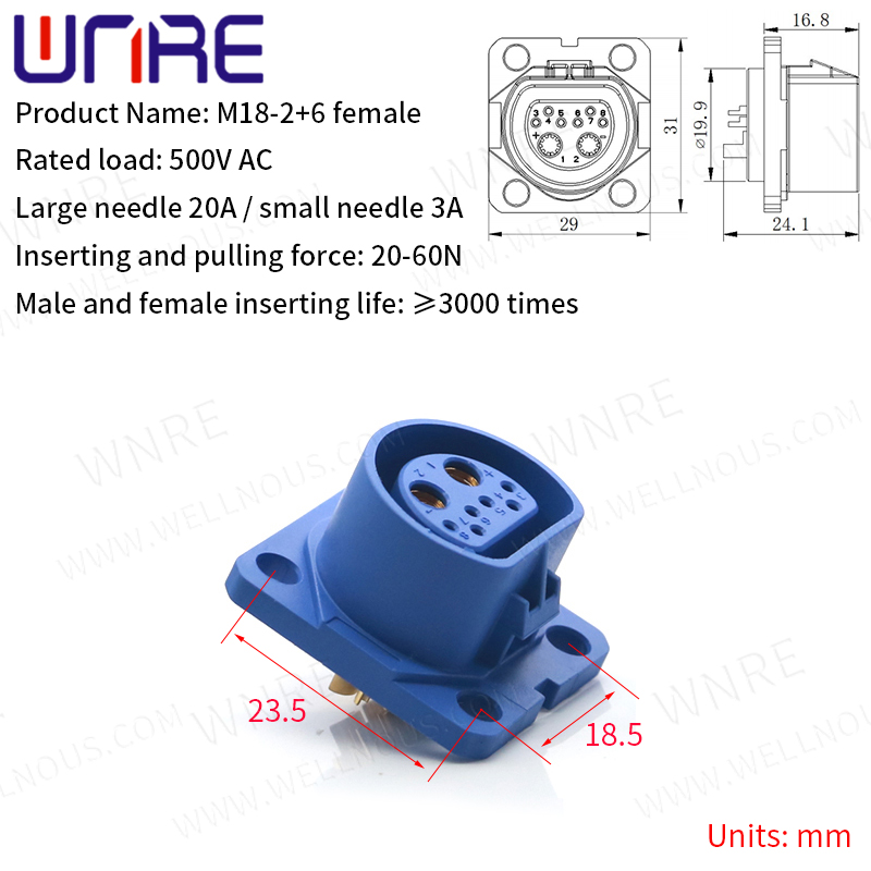 18 2+6 Lithium Battery Connector 500V AC Charging Energy Storage Connector Male Female Plug5