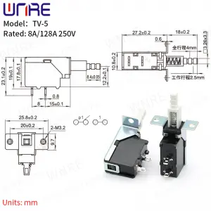 TV-5 (A10 Internal Spring)  White Handle Home Appliance Switch 8A/128A 250V Self-locking Switch