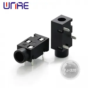 PJ-320 Headphone socket wide application, black, 3 pin