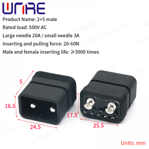Energy Storage Connector 2+5 Male Female Charging 500V AC Electric Vehicle Plug Connector