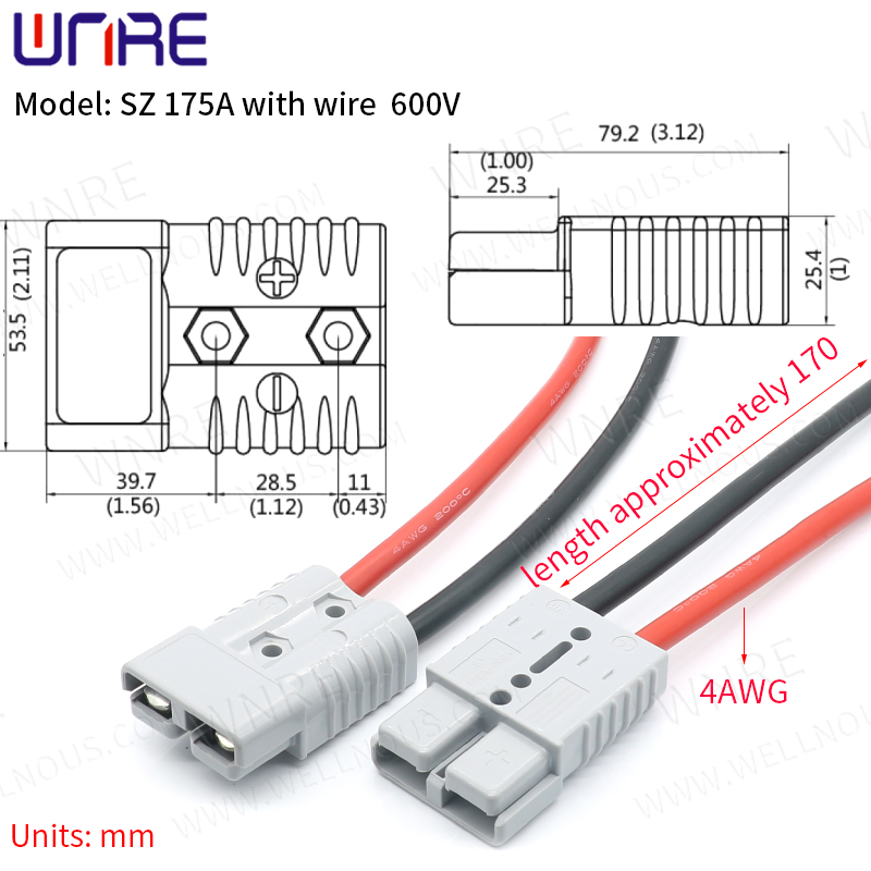Wiring Terminal Plug SZ 175A With Wire 600V Charging Socket Port Battery Interface Connector2