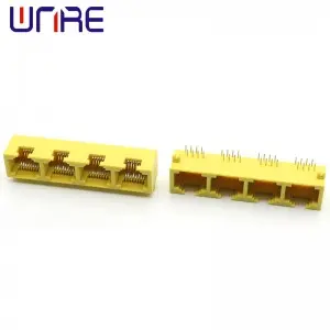 Mini RJ45-1X4 No.2 Yellow 8P8C Crystal Head Four Ports Network Socket Connector Interface