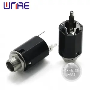 CK-6.35-631 Headphone Socket, Threaded, 3-pin Black