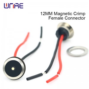 12mm Wearable Magnetic Crimp Female Connector RoundHead with Strong Touch-Charging PogoPin Contacts