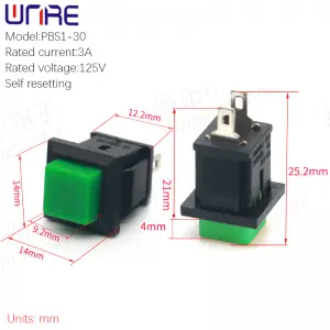 Square PBS1-30 Self Resetting DS Button Waterproof Small Button Mini Switch Power Button
