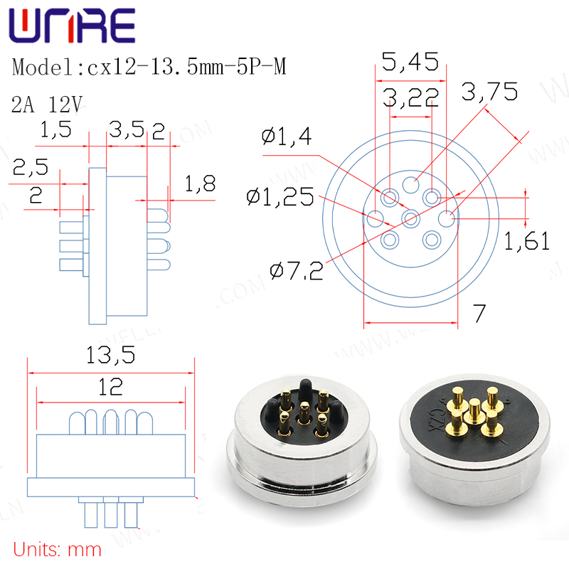Waterproof Male Female Magnetic Connector 5Pin4