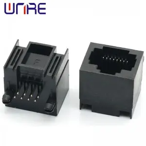 RJ45-56 Without Light All Plastic Crystal Head Female 8P8C Black Network Socket Connector Interface