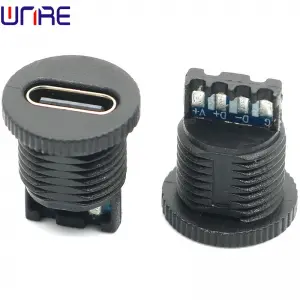 TYPEC-00060 Circular Thread Cordless Fast Charging USB Connector Waterproof Female Power Socket