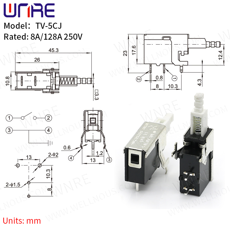 Power Switch 8A 128A 250V TV-5CJ（A10 Internal spring） Home Appliance Switch2