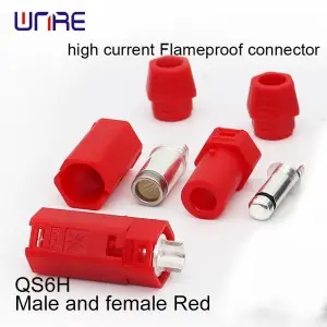 QS6H High current flameproof connector Male and female Black and red 60A PA66 Silver-plated brass