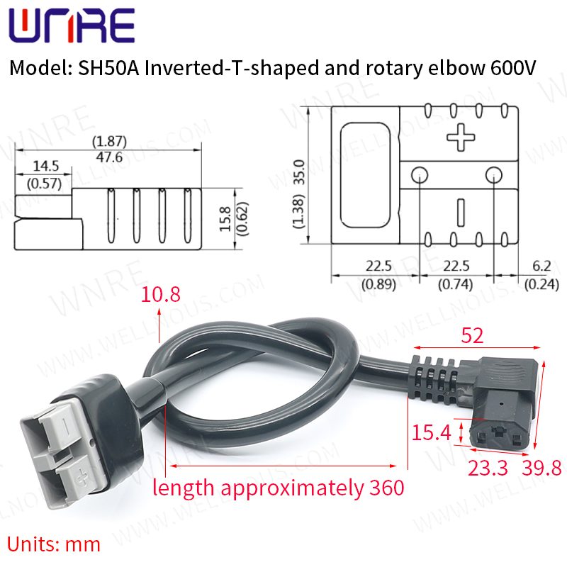 SZ50A Inverted-T-shaped And Rotary Elbow Connector Wiring Terminal Plug Charging Socket Interface3