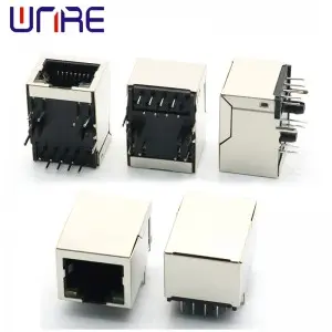 RJ45-59 Single Port With Light Rear Pin Network Socket Connector Interface Crystal Head Female