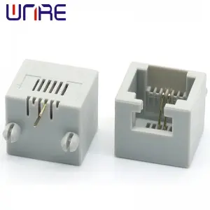 Small RJ11-6P2C Gray Without LED Lights Crystal Head Socket Network Socket Connector Interface