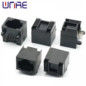 RJ45-56 Without Light All Plastic Crystal Head Female 8P8C Black Network Socket Connector Interface