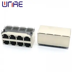 RJ45-59B-2X4 Double-layer Connected With Shell Network Socket Connector Interface Crystal Head