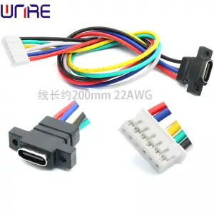 TYPE-C-00030 Front Lock Screw Waterproof Fast Charging Data Cable USB Connector Female
