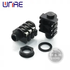 CK-6.35-634S Headphone socket, microphone input port, threaded, black