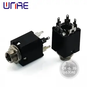Headphone Socket CK-6.35-630AG Audio Equipment, Threaded, black, 5 pin