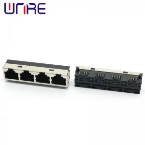 RJ45-55-1X4 Half Pack Black Network Socket Connector Interface Female 4-port Telephone Socket
